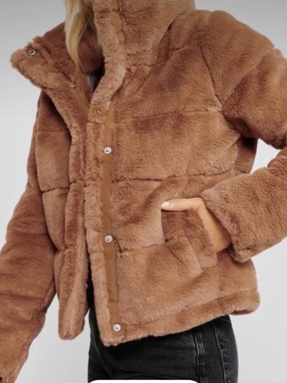 Abercrombie & Fitch Plush Brown Faux Fur Jacket
